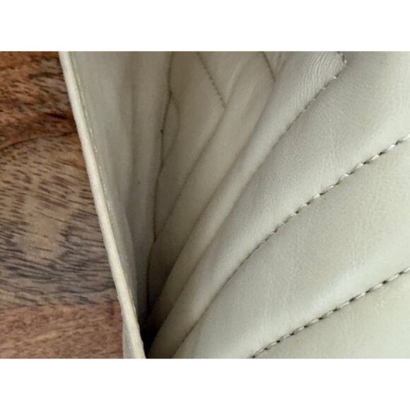 Quince Italian Leather Quilted Crossbody Bag Cream Beige Chain Strap Clutch - Picture 5 of 16